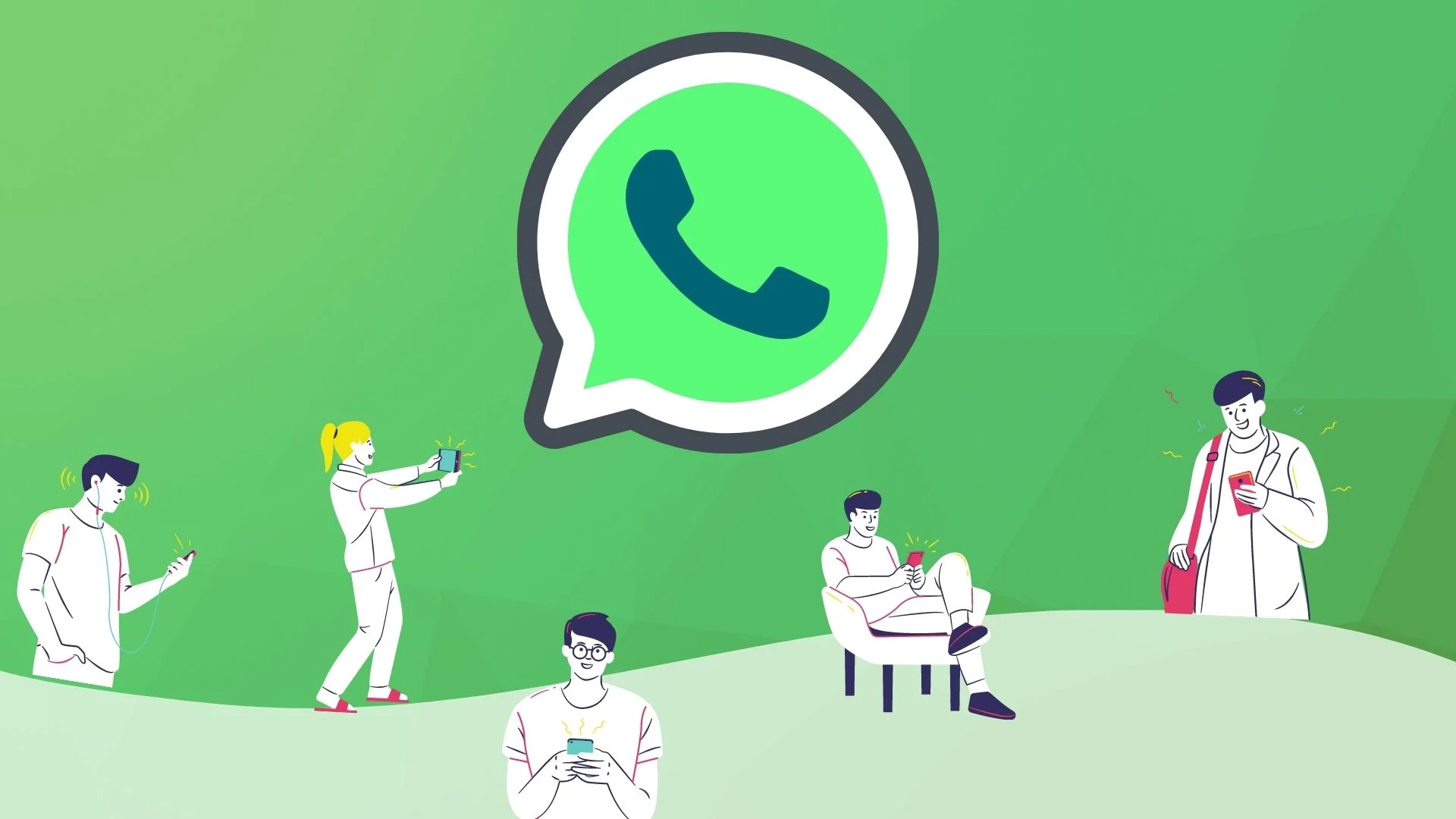 People connecting via WhatsApp illustration